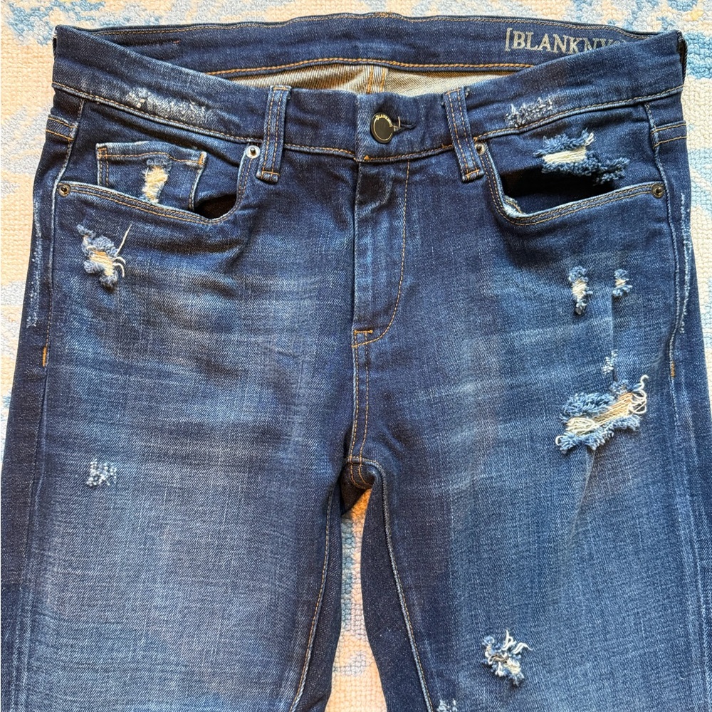 [BLANKNYC] High-Rise Distressed Flare Jeans - Dark Wash - Size 28 - Picture 3 of 7